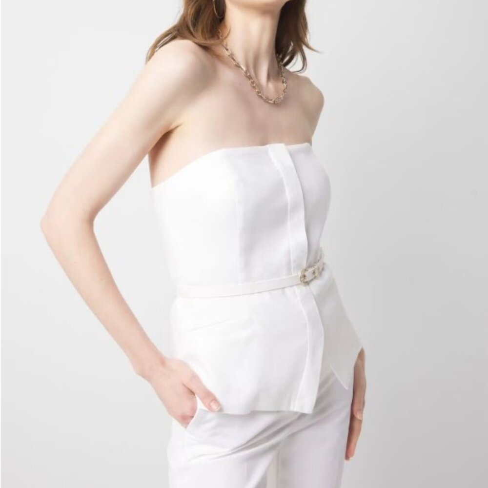 NWT WHBM Linen-Blend Belted Bustier